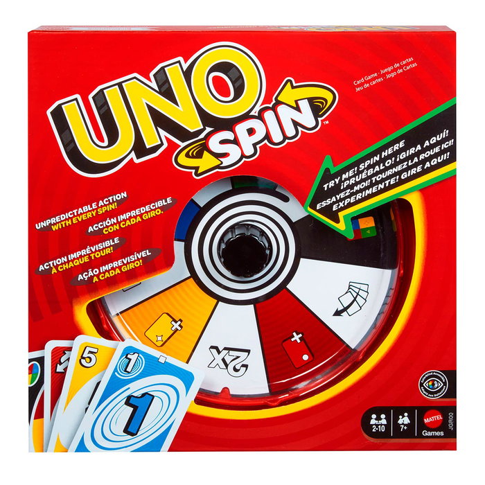 Mattel Games UNO Spin - Jeu de cartes avec roulette, Uno classique revisité - Recommandé à partir de 7 ans Mattel Games UNO Spin - Jeu de cartes avec roulette, Uno classique revisité - Recommandé à partir de 7 ans