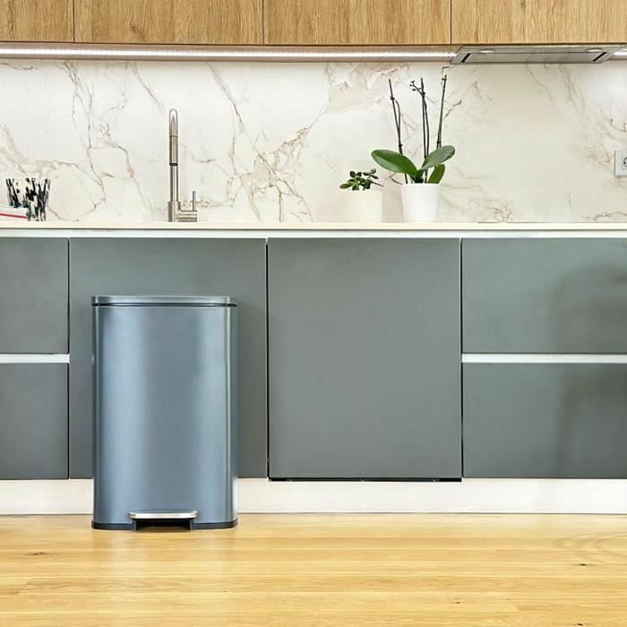 Kitchen Move Poubelle de Cuisine ADMIRAL 50 L Gris Mat Kitchen Move Poubelle de Cuisine ADMIRAL 50 L Gris Mat