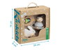 KioKids Set de Jouets en Bois pour Bébé - Pigeon Mobile, Lapin à Roues et Ours à Bascule avec Sonnette - 3 Pièces Naturelles Multicolores dès la Naissance