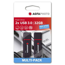 AgfaPhoto Lot de 2 clés USB 3.0 32 Go Noir MP2