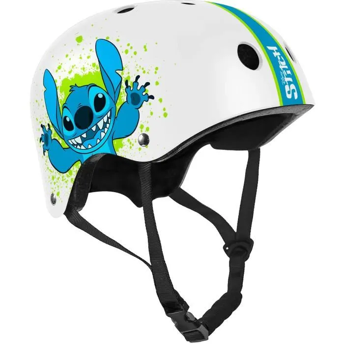 Casque de skate pour enfant Disney - Personnage Stitch - Protection EPS/ABS - Tour de tête réglable 53-57 cm - Aérations et confort optimal