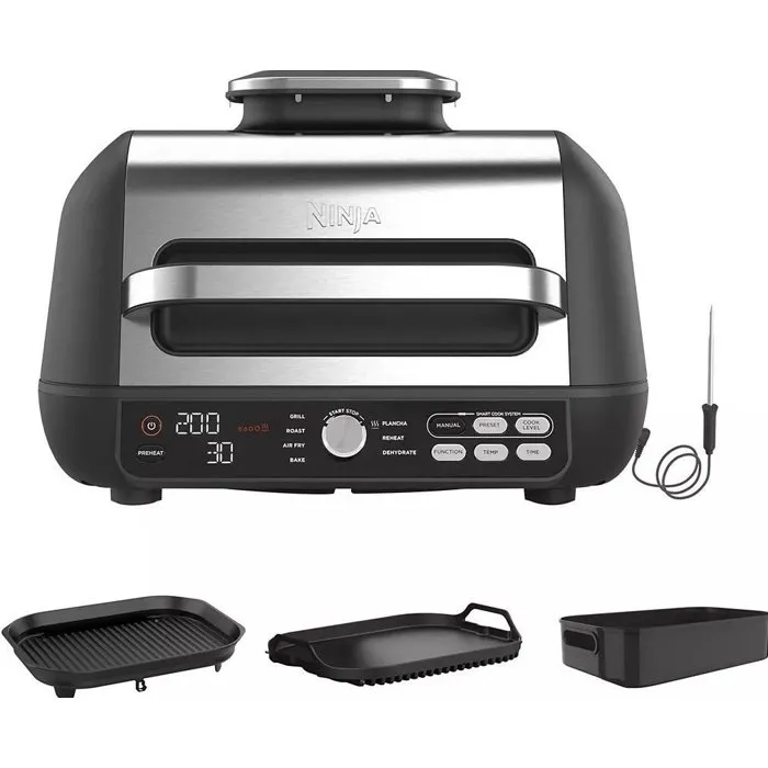 Ninja Foodi Max Pro AG651EU Grille-viande 2460 W, Capacité 3,8 L, Argent/Noir, Cuisson sans fumée