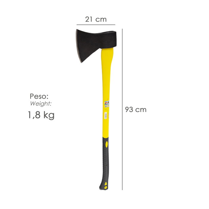 WOLFPACK LINEA PROFESIONAL Hache avec Manche en Fibre de Verre 1 800 g