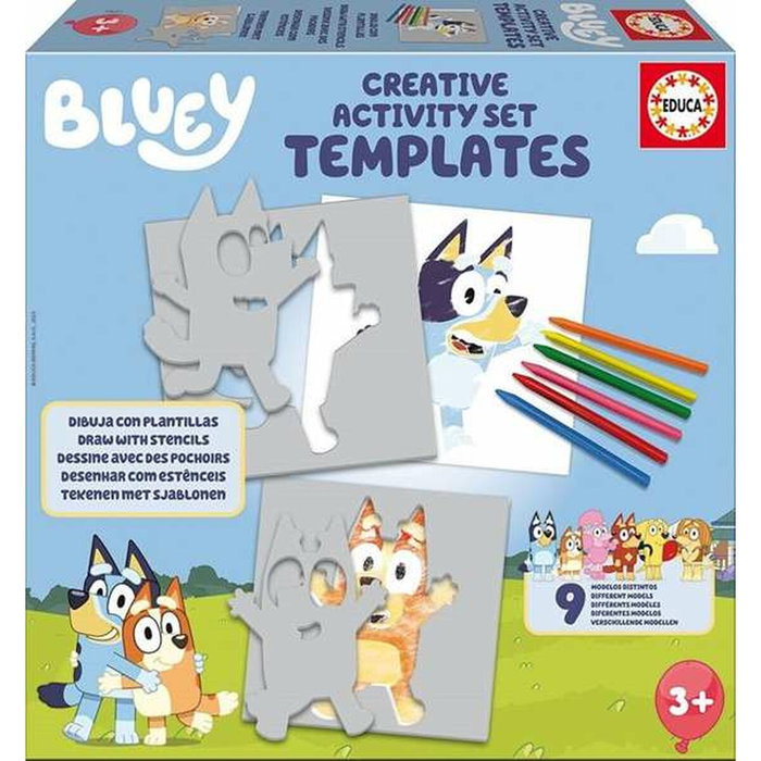 EDUCA Kit de Dessin Bluey avec 9 modèles variés et pochoirs