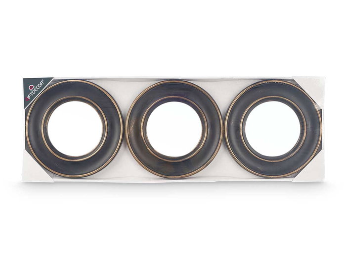 GifTdecor lot de 3 miroirs ronds noirs et dorés 76 x 2.5 x 26 cm (Set de 8)