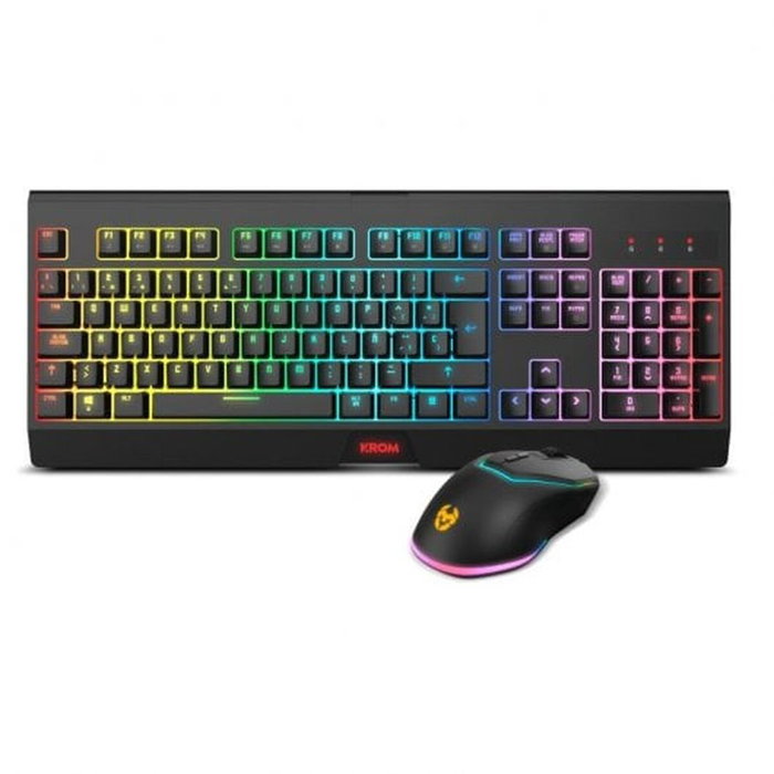 Krom Kabala Combo Clavier et Souris Gaming Sans Fil RGB QWERTY Espagnol Noir Multicouleur