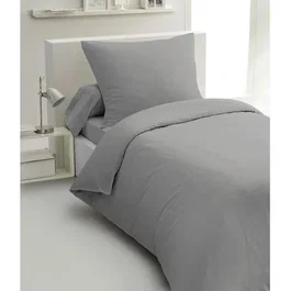 Home Linge Passion Parure de Couette 2 pièces HP72080 en Microfibre 82 g, 140 x 200 cm, Gris clair