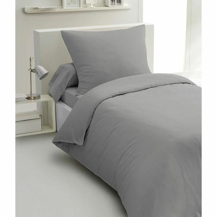 Home Linge Passion Parure de couette 2 pièces Microfibre Gris clair Home Linge Passion Parure de couette 2 pièces Microfibre Gris clair