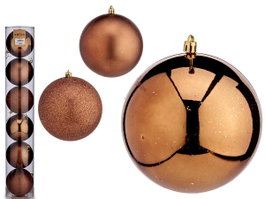 Krist+ Lot de 6 Boules de Noël Marron 12 cm Plastique (Set de 6)