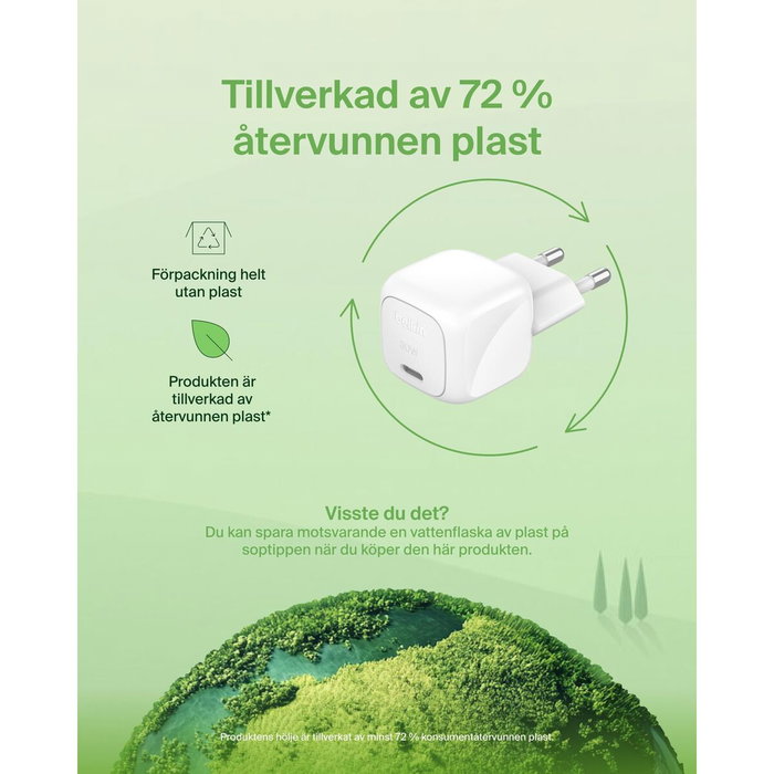 Chargeur mural Belkin WCA008KQ1MWH-B6 Blanc 30 W