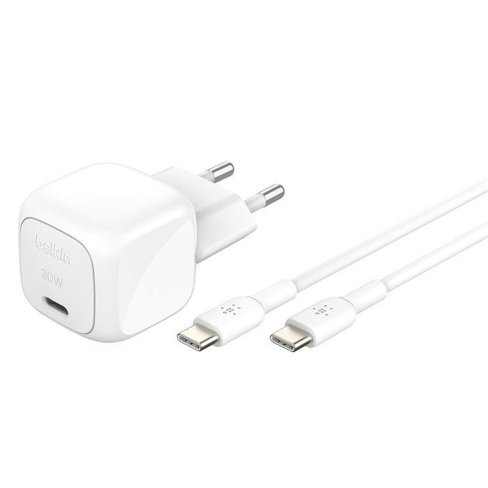 Belkin Boost Charge USB-C 30W blanc avec câble USB-C de 1m Belkin Boost Charge USB-C 30W blanc avec câble USB-C de 1m