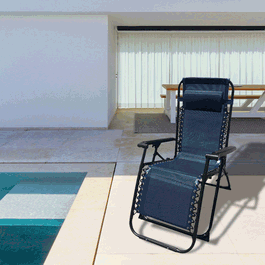 Marbueno 10011 Tumbona Plegable Gravedad Cero en Acero avec Coussin Azul Oscuro 90x65x108 cm pour Jardin et Piscine