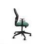 Chaise Alocén Synchro 3 positions tissu Vert émeraude Maille Noir Base pyramidale noire Accoudoir 1D Sans appui-tête Roulettes 65mm pour moquette