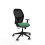 Chaise Alocén Synchro 3 positions tissu Vert émeraude Maille Noir Base pyramidale noire Accoudoir 1D Sans appui-tête Roulettes 65mm pour moquette