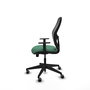 Chaise Alocén Synchro 3 positions tissu Vert émeraude Maille Noir Base pyramidale noire Accoudoir 1D Sans appui-tête Roulettes 65mm pour moquette