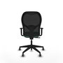 Chaise Alocén Synchro 3 positions tissu Vert émeraude Maille Noir Base pyramidale noire Accoudoir 1D Sans appui-tête Roulettes 65mm pour moquette