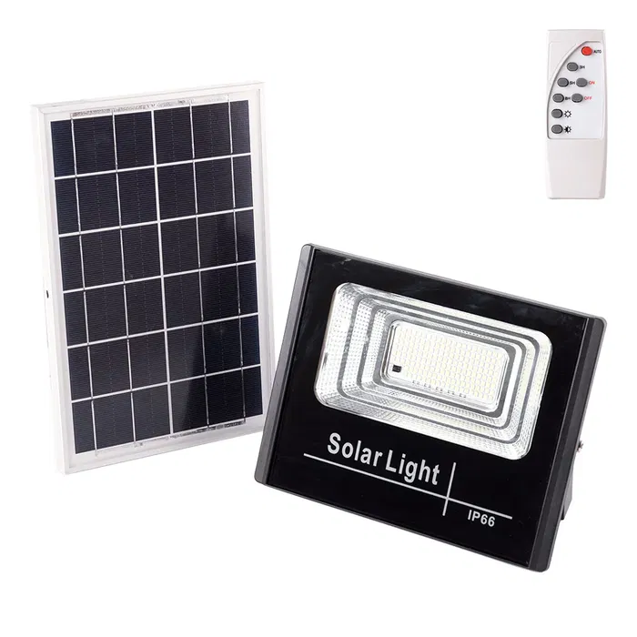 BX3 LIGHT Proyector LED Solar 45W 6500K avec Télécommande, Panneau 6V/6W, Batterie 3.2V/3000mAh, IP65 pour Jardin et Éclairage Extérieur Autonome - BX3-SOLARFL-45W-01