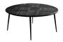 GINER Y COLOMER - Table basse artisanale en bois de manguier massif avec hiéroglyphe sculpté main et pieds en fer laqué noir - 70 cm diamètre x 50 cm haut - Coloris noir foncé/noir