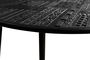 GINER Y COLOMER - Table basse artisanale en bois de manguier massif avec hiéroglyphe sculpté main et pieds en fer laqué noir - 70 cm diamètre x 50 cm haut - Coloris noir foncé/noir