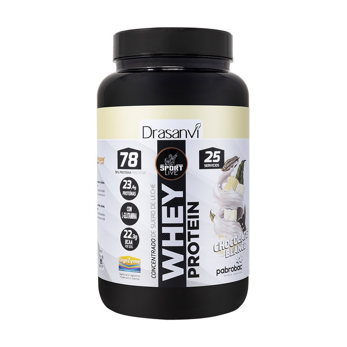 DRASANVI SPORT LIVE Whey Protein Conc. Chocolat Blanc 750g DRASANVI SPORT LIVE Whey Protein Conc. Chocolat Blanc 750g