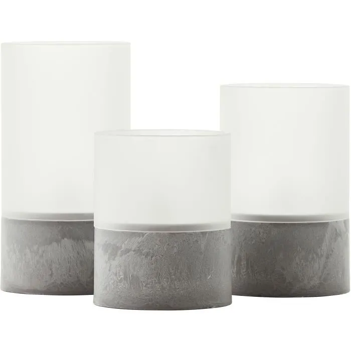 Brilliant BOUGIE Lot de 3 Lampes à Poser LED 2500K - Gris et Blanc Mat - Plastique et Verre - H:10/12,5/15cm - IP44