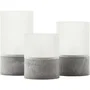 Brilliant BOUGIE Lot de 3 Lampes à Poser LED 2500K - Gris et Blanc Mat - Plastique et Verre - H:10/12,5/15cm - IP44