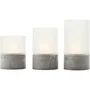 Brilliant BOUGIE Lot de 3 Lampes à Poser LED 2500K - Gris et Blanc Mat - Plastique et Verre - H:10/12,5/15cm - IP44