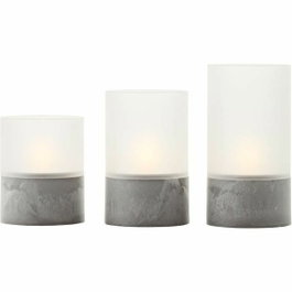 Brilliant Lot de 3 Lampes à Poser LED Bougie - Gris et Blanc Mat - 2500K