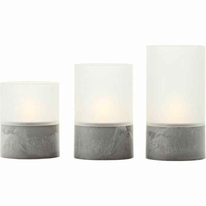 Brilliant Lot de 3 Lampes à Poser LED Bougie - Gris et Blanc Mat - 2500K Brilliant Lot de 3 Lampes à Poser LED Bougie - Gris et Blanc Mat - 2500K