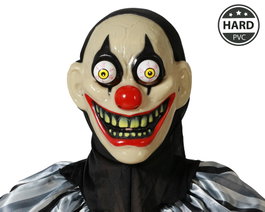 Atosa Masque de clown tueur rigide avec yeux globuleux et dents jaunes