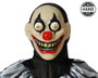 Masque de clown tueur rigide avec yeux exorbités et dents jaunes