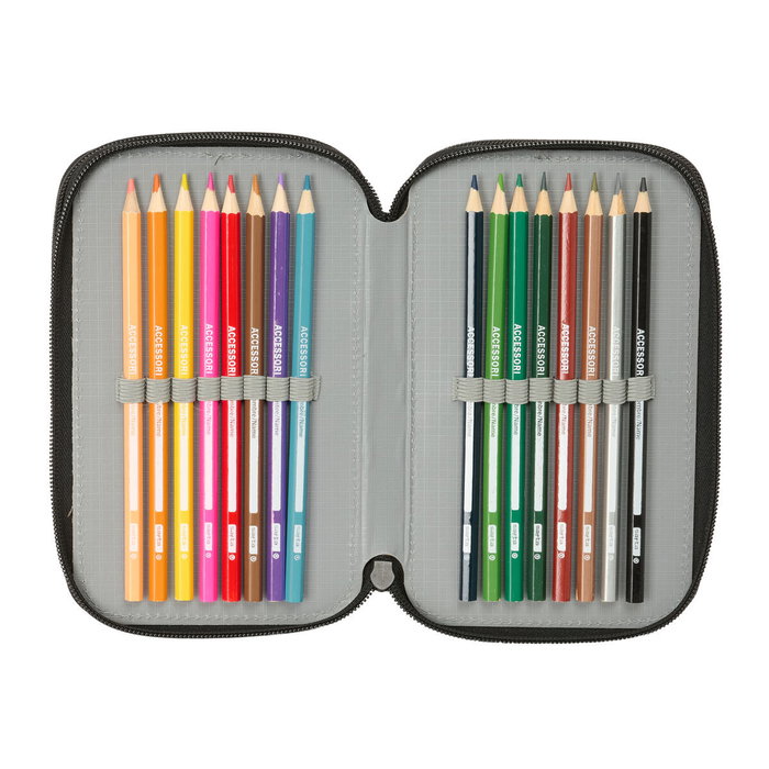 Pochette à crayons triple Safta Urban style Bleu Gris 12,5 x 19,5 x 5,5 cm 37 Pièces