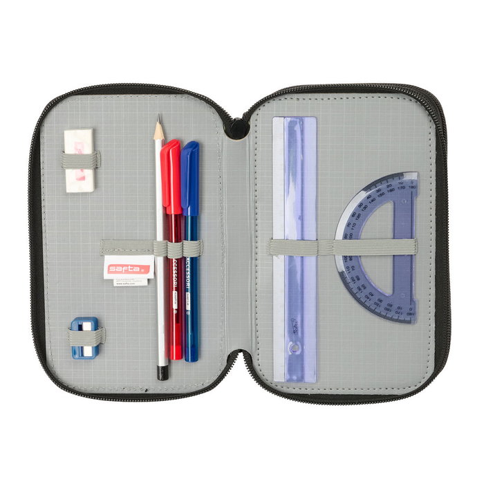 Pochette à crayons triple Safta Urban style Bleu Gris 12,5 x 19,5 x 5,5 cm 37 Pièces
