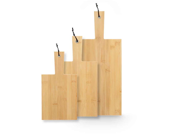 Kinvara Set de 3 planches à découper en bambou avec anse 40x4x18 cm (Set de 12)