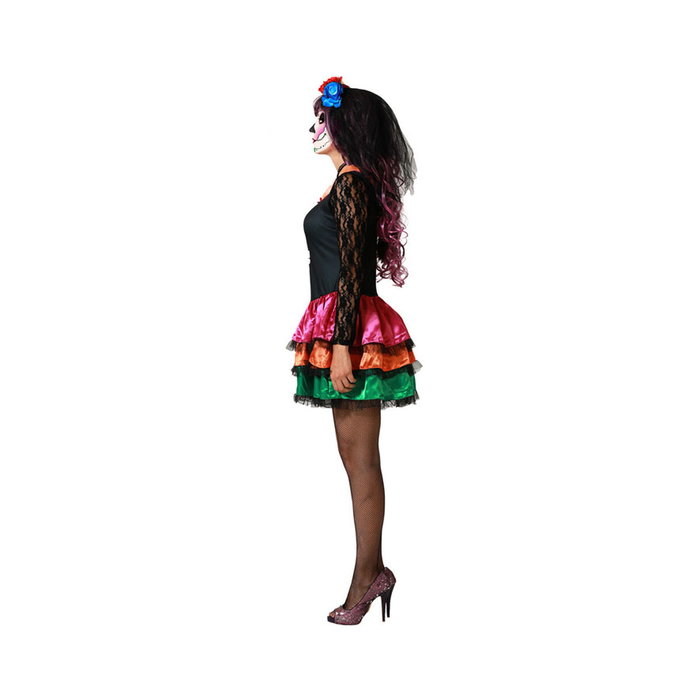 BigBuy Carnival Déguisement Robe Noire avec Imprimé Crâne XXL