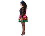 Costume de femme adulte Halloween - Robe noire imprimée crâne mexicain avec volants multicolores - Taille XXL
