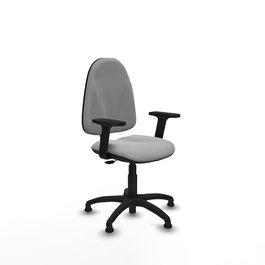 Chaise Algarra Contact permament de base Cuir écologique Gris clair Structure polyamide noire Accoudoir 2D Sans appui-tête Patins de chaises