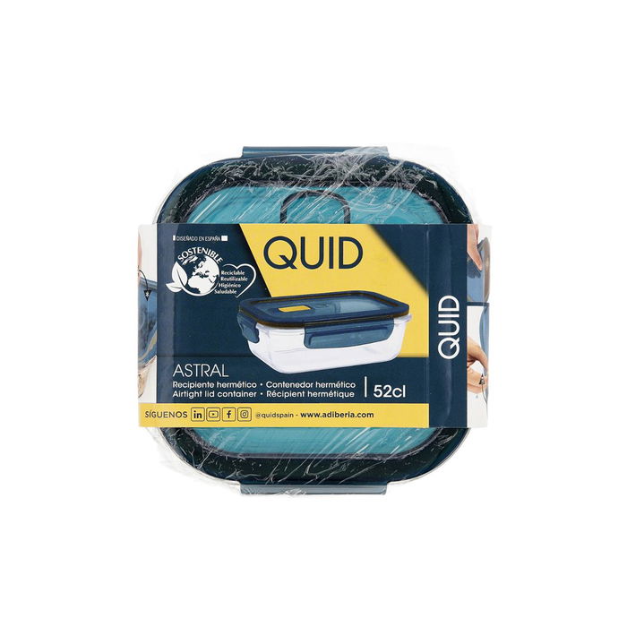 Boîte à lunch hermétique Quid Astral Bleu verre 520 ml 13,6 x 13,6 x 7 cm (12 Unités)