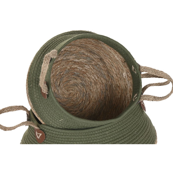 Boîte Décorative Home ESPRIT Vert Naturel Fibre naturelle (3 Pièces)