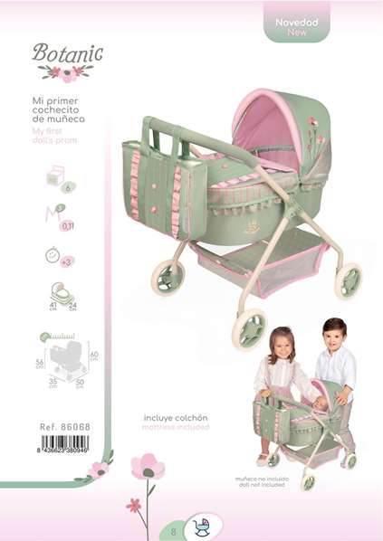 Decuevas Botanic - Mon premier chariot de poupée - Pour poupées jusqu'à 42 cm - Dimensions 60 x 50 x 35 cm