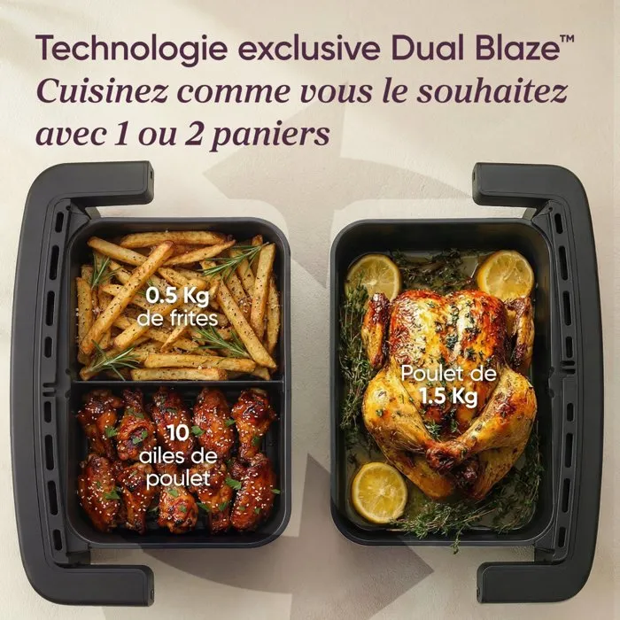 Cosori DualBlaze Twinfry Compact - Friteuse sans huile 8,6L - Blanc