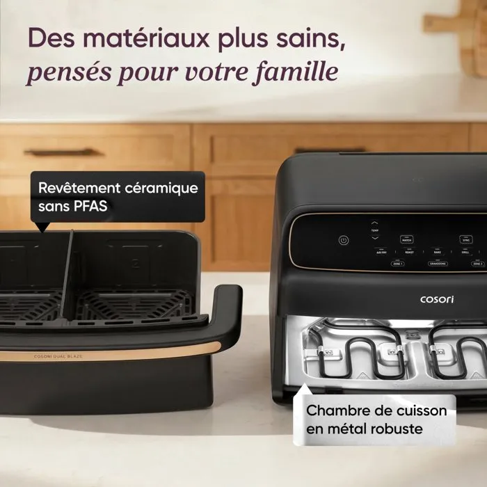 Cosori DualBlaze Twinfry Compact - Friteuse sans huile 8,6L - Blanc