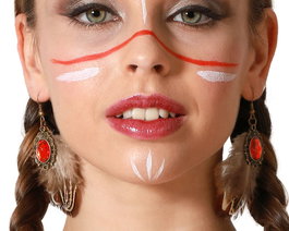 atosa Boucles d'oreilles Indien avec plumes et pierre rouge