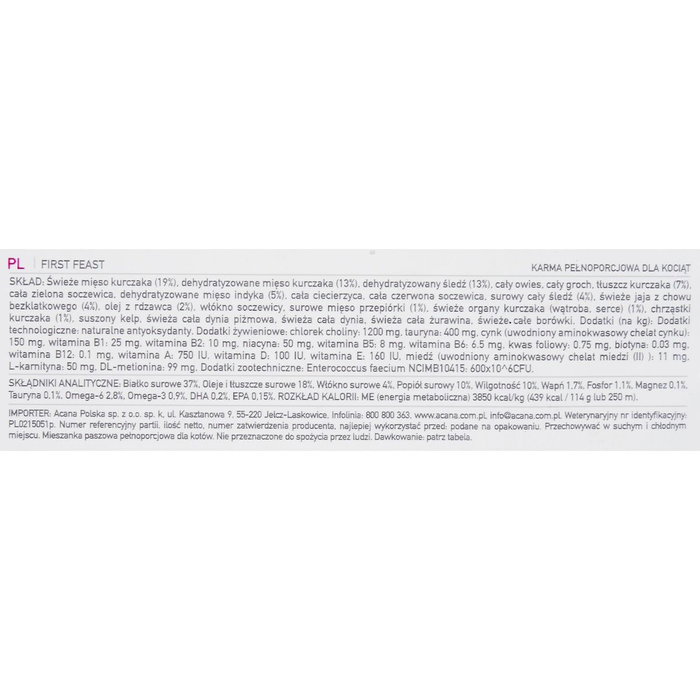 Aliments pour chat Acana First Feast Agneau Oiseaux 1,8 kg Aliments pour chat Acana First Feast Agneau Oiseaux 1,8 kg