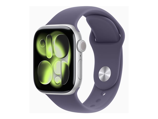 Apple Montre Connectée Smartwatch Series 11 GPS 42 mm Aluminium Argenté Bracelet Sport Niebla Púrpura 64 Go