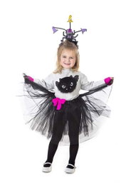 Creaciones Llopis Taille-3 Déguisement enfant vampiresse avec dents - Taille vêtement 7-9 ans, noir