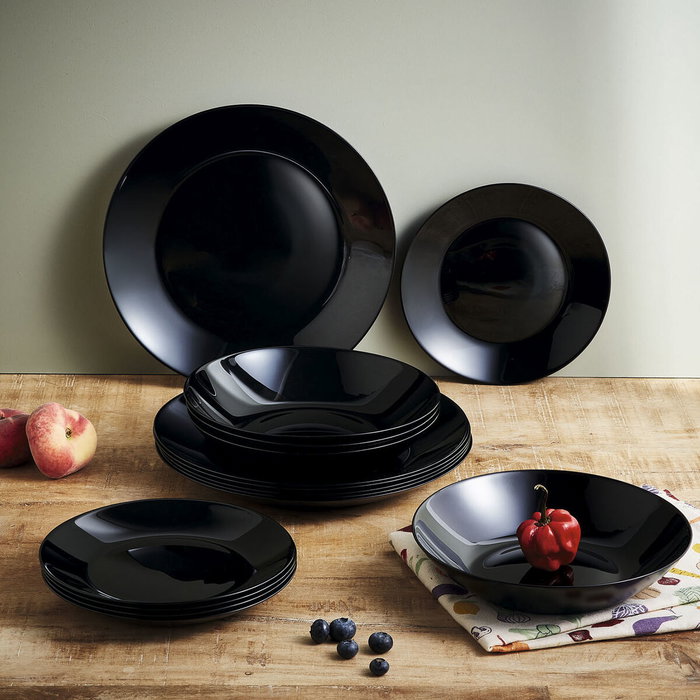 Assiette à dessert Luminarc Zelie Negro Noir verre Ø 18 cm (12 Unités) Assiette à dessert Luminarc Zelie Negro Noir verre Ø 18 cm (12 Unités)