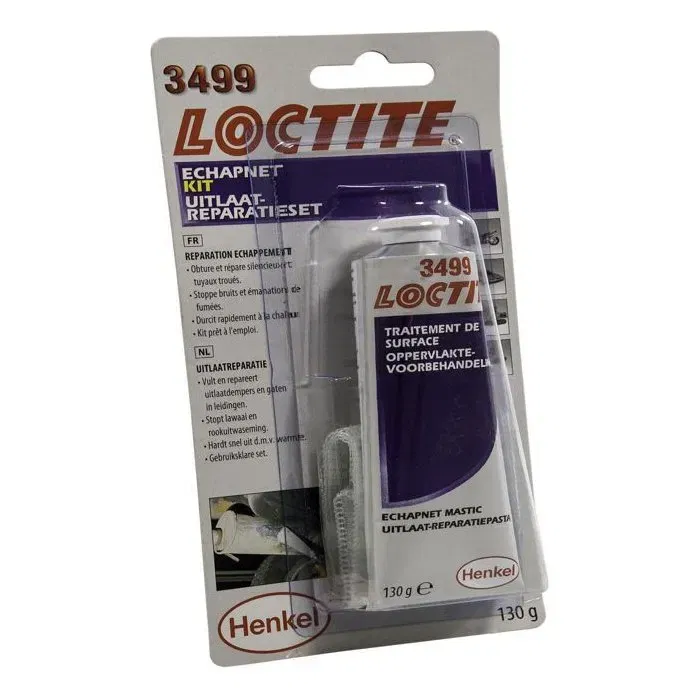 Loctite - Kit de réparation d'échappement et silencieux - 3499 - Mastic résine époxy, bande fibre de verre, fil de fer - 130g pour tuyaux et pots