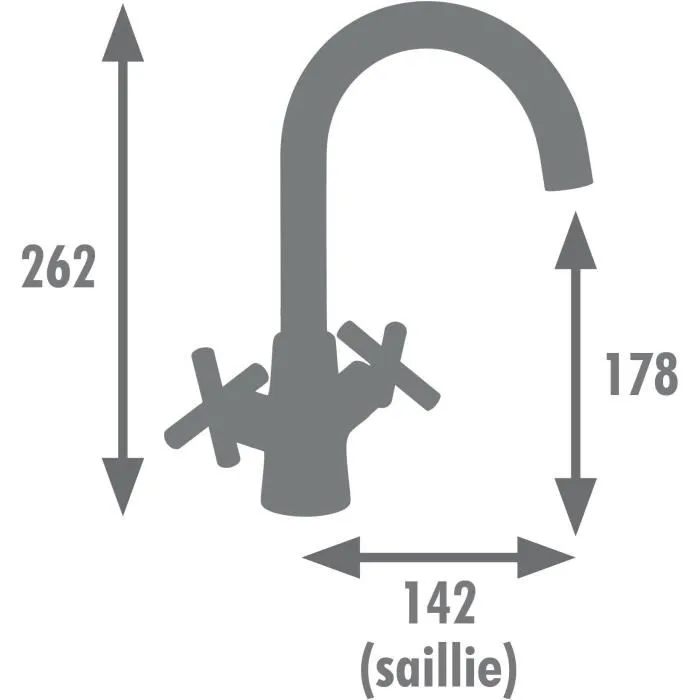 Edouard Rousseau - NANKA - Mélangeur lavabo noir à tête céramique 1/4 tour et aérateur économique - Bec orientable et réducteur de débit - Laiton avec flexibles inox