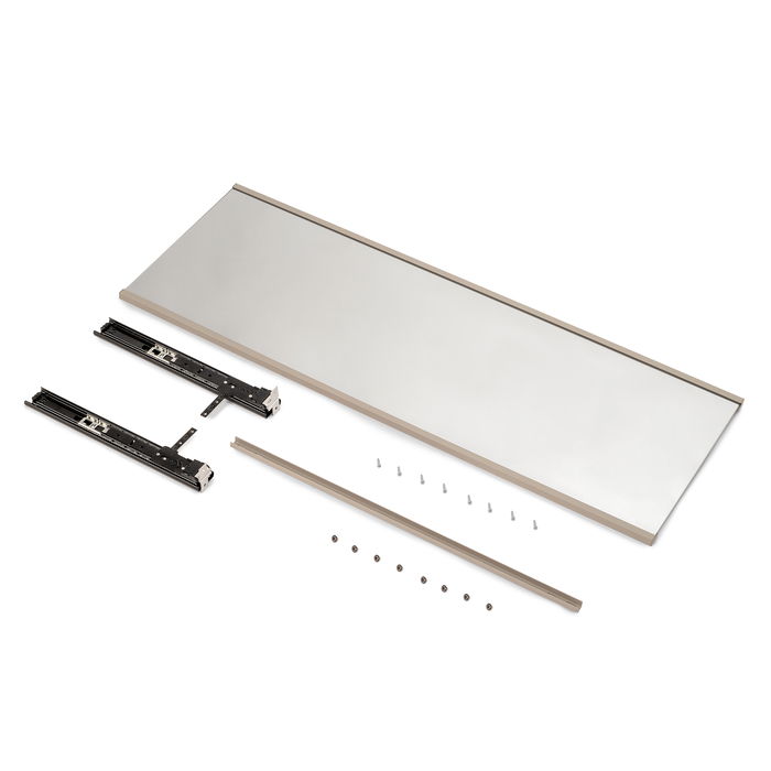 Emuca Miroir extractible pour l'intérieur de l'armoire, Peint gris pierre, Acier et Plastique et Verre